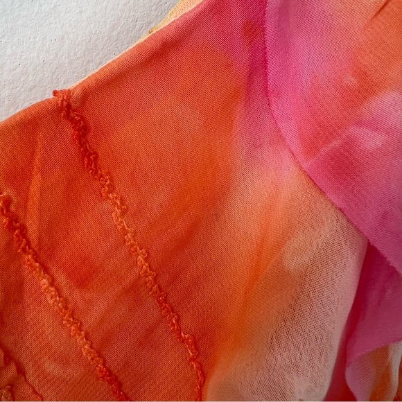 Princess Polly Lars Maxi Dress Ruffle Sunset Orange Multi Watercolor - Picture 7 of 10